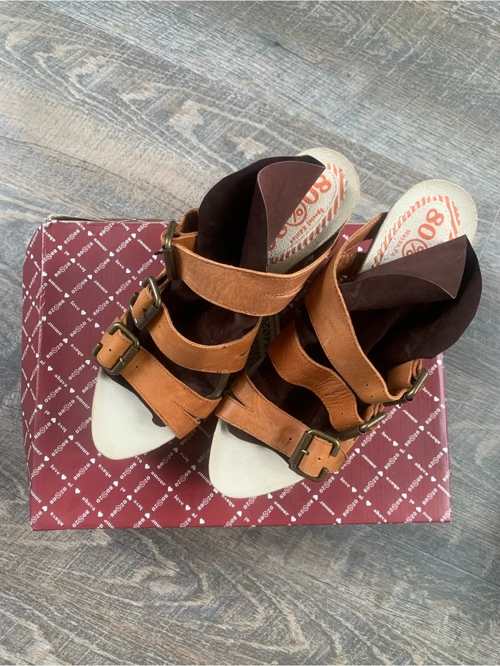 Women’s Boho Wedge Platform Brown Suede and Tan Leather Buckle Sandals